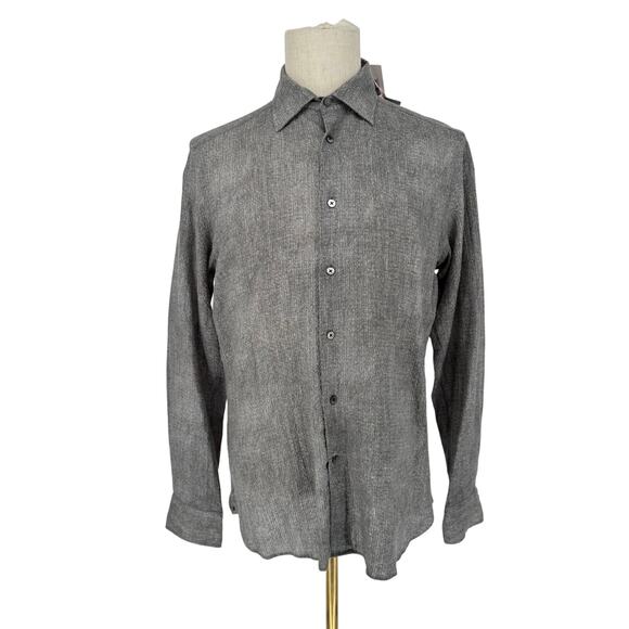 Robert Graham Casual Button Front Long Sleeve Shirt SANTINO Grey Cotton M - Picture 1 of 5